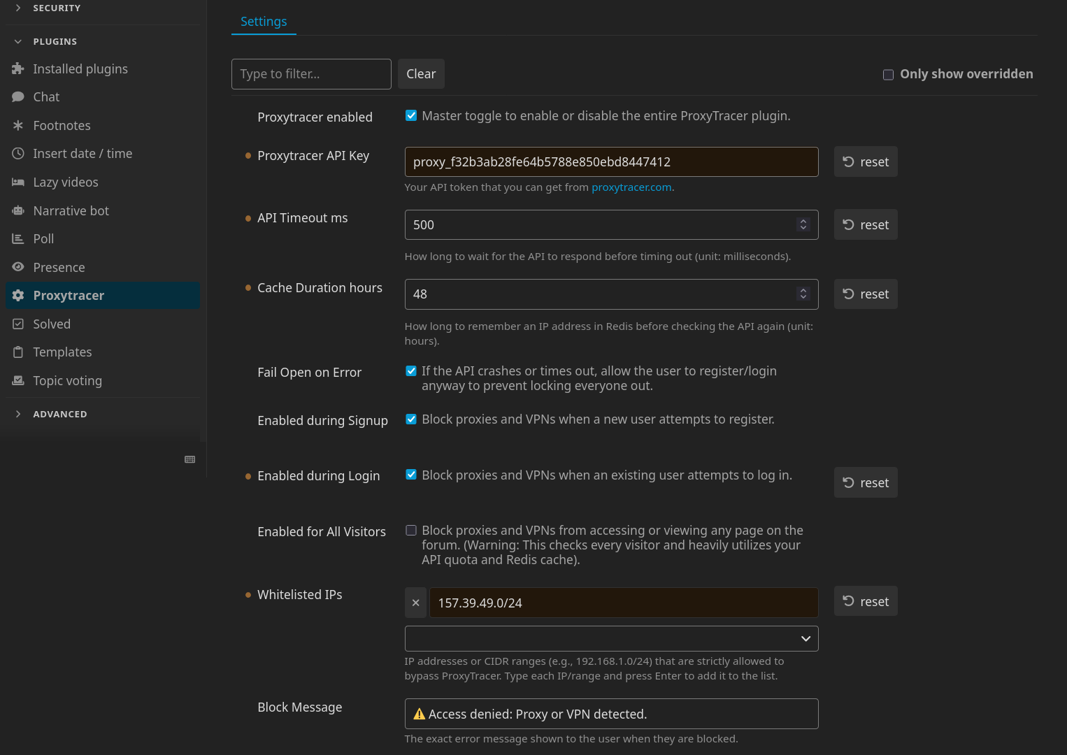 Settings Screenshot
